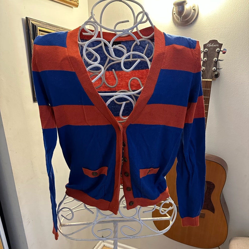 Orange and royal blue cardigan